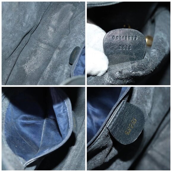 GUCCI Bamboo Shoulder Bag Leather 2way Black Gold - Picture 14 of 15